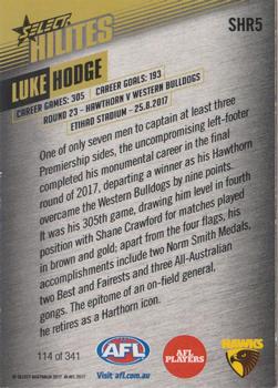 2017 Select AFL Hilites #SHR5 Luke Hodge Back